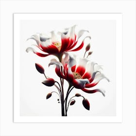 White And Red Flowers Art Print