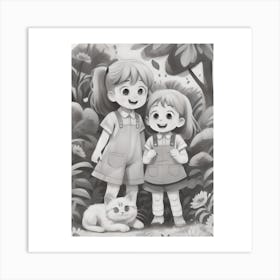 Two Girls In The Woods Art Print