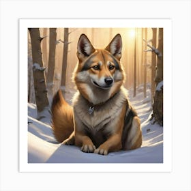 Dog In The Woods Art Print