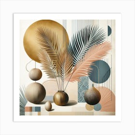 Scandinavian style, palm leaf, Abstract 6 Art Print