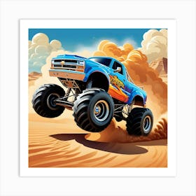 Monster Truck In Desert Art Print