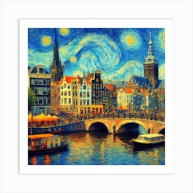 Amsterdam Starry Night Art Print