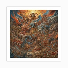 Battle Of The Gods paintings art print 1 Art Print