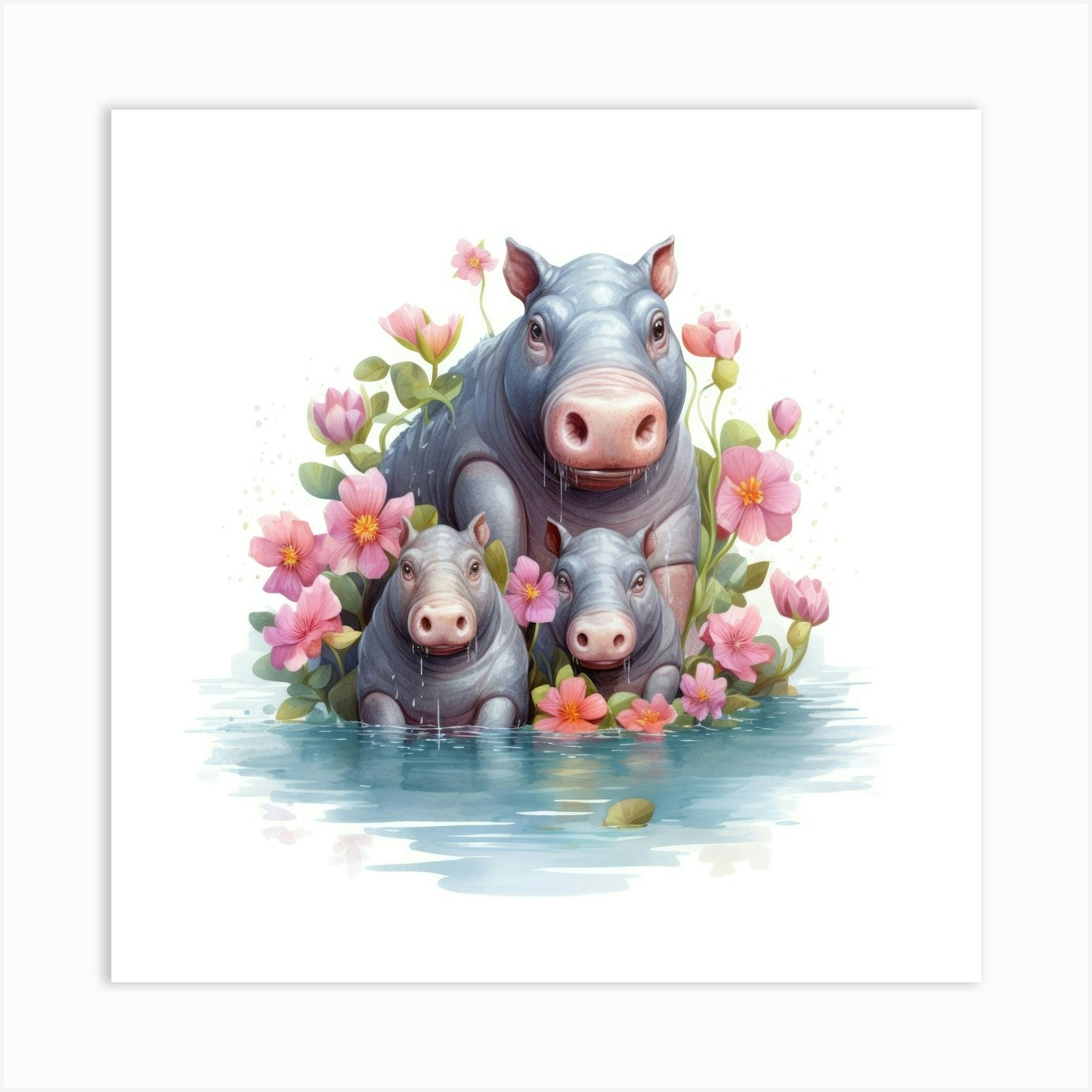 Hippo 20 Art Print by Aloke Design