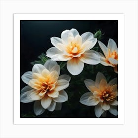 White Dahlia Flower 3 Art Print