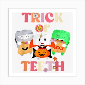 Trick Or Treatth Ghost Groovy Dental Halloween Dentist Art Print