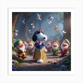 Snow White And The Seven Dwarfs Art Print