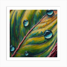 Water Droplets On A Leaf 1 Art Print