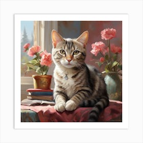 Domestic Shorthair Cat art Art Print