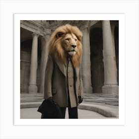 Lion In A Suit Art Print