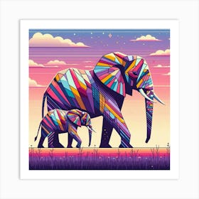 Elara and Orion Elephants Art Print