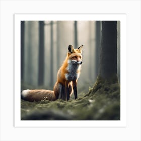 Red Fox In The Forest 41 Art Print