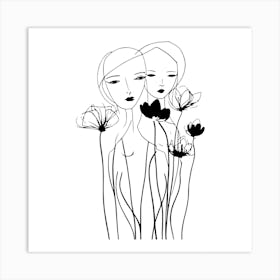 At ease with the flowers Art Print