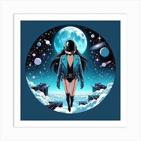 Girl In The Helmet Art Print