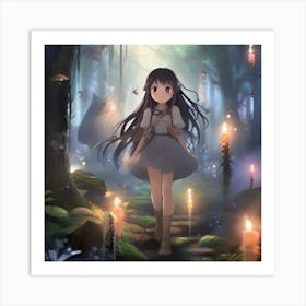 Anime Girl In The Forest 3 Art Print