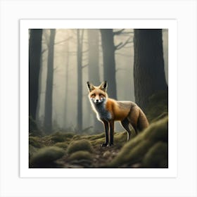 Red Fox In The Forest 20 Art Print