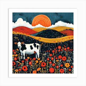 Cow In A Field Art Print