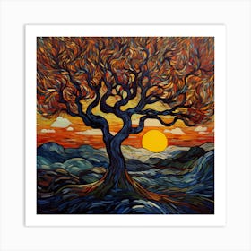 Sunset Tree Art Print