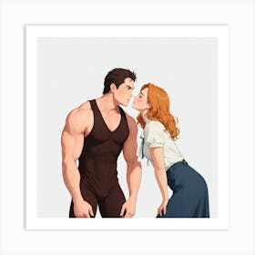 Kissing Couple 11 Art Print