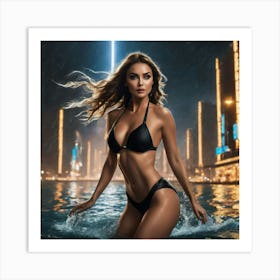 Sexy Woman In Bikini At Night ghb Art Print