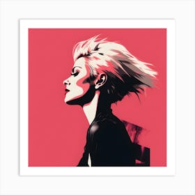 Pink Hair Punk Girl In Leather Jacket Art Print