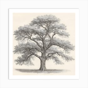 Antique Tree Drawing ,Printable art Art Print