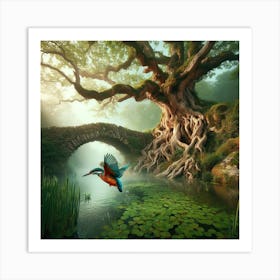 Kingfisher In The Mist 4 Art Print