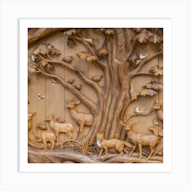 Wood Carving Of The Forest Art Print