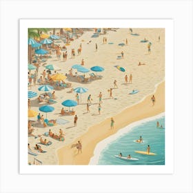 Illustration Of A Beach Scene 10 Art Print