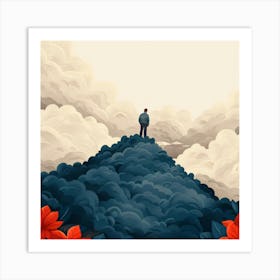 Man Standing On Top Of Mountain 1 Art Print