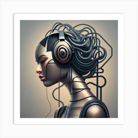 Futuristic Woman With Headphones 8 Art Print