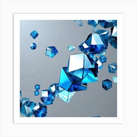 Blue Crystal Cubes Art Print