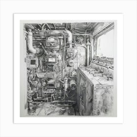 Ship'S Engine Room Art Print