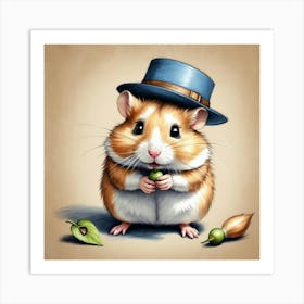 Hamster In Hat Art Print