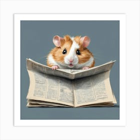 Hamster Reading Newspaper 2 Art Print