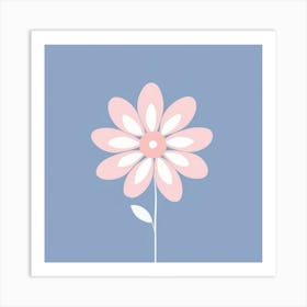 A White And Pink Flower In Minimalist Style Square Composition 340 Art Print