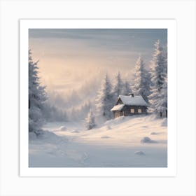 5547 Snowy Winter Wonderland With A Lone Cabin In The D Xl 1024 V1 0 Art Print