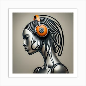 Abstract Woman With Headphones 4 Art Print