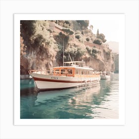 Boat In Taormina, Summer Vintage Film  Photography Art Print
