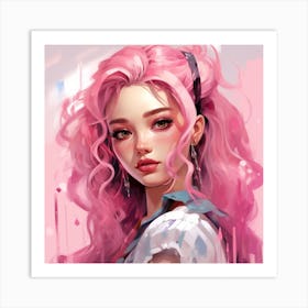 Pink Haired Girl Art Print