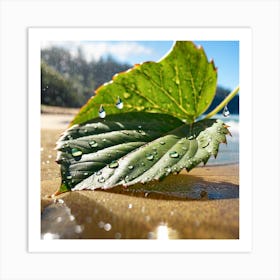 Water Droplet On A Leaf Art Print