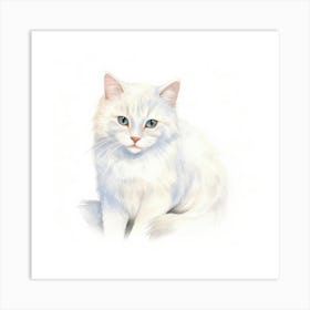 Russian White Cat Portrait 1 Art Print