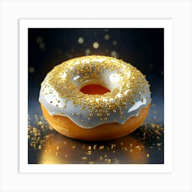 Firefly Whimsical 3d Porcelain Donut With Gold Sprinkles And Ethereal Glow 35935 Art Print