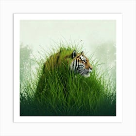 Tiger In Grass 3 Art Print