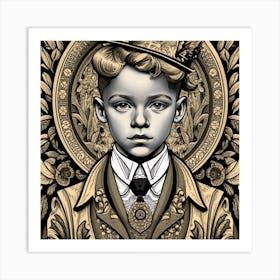 Ornate Black And White Excessively Detailed Engr Art Print