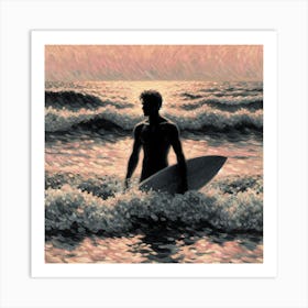 Handsome Surfer Art Print