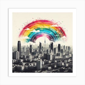 Rainbow Over The City Art Print