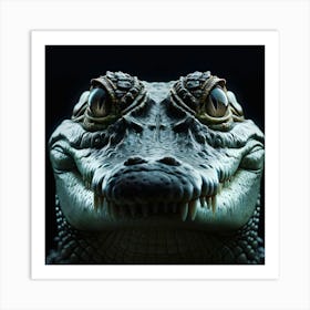 Crocodile Head isolated on black background Art Print