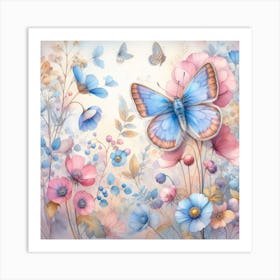 Watercolour Butterfly in Pastel Shades I Art Print