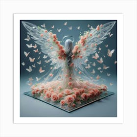 Angel With Roses Art Print